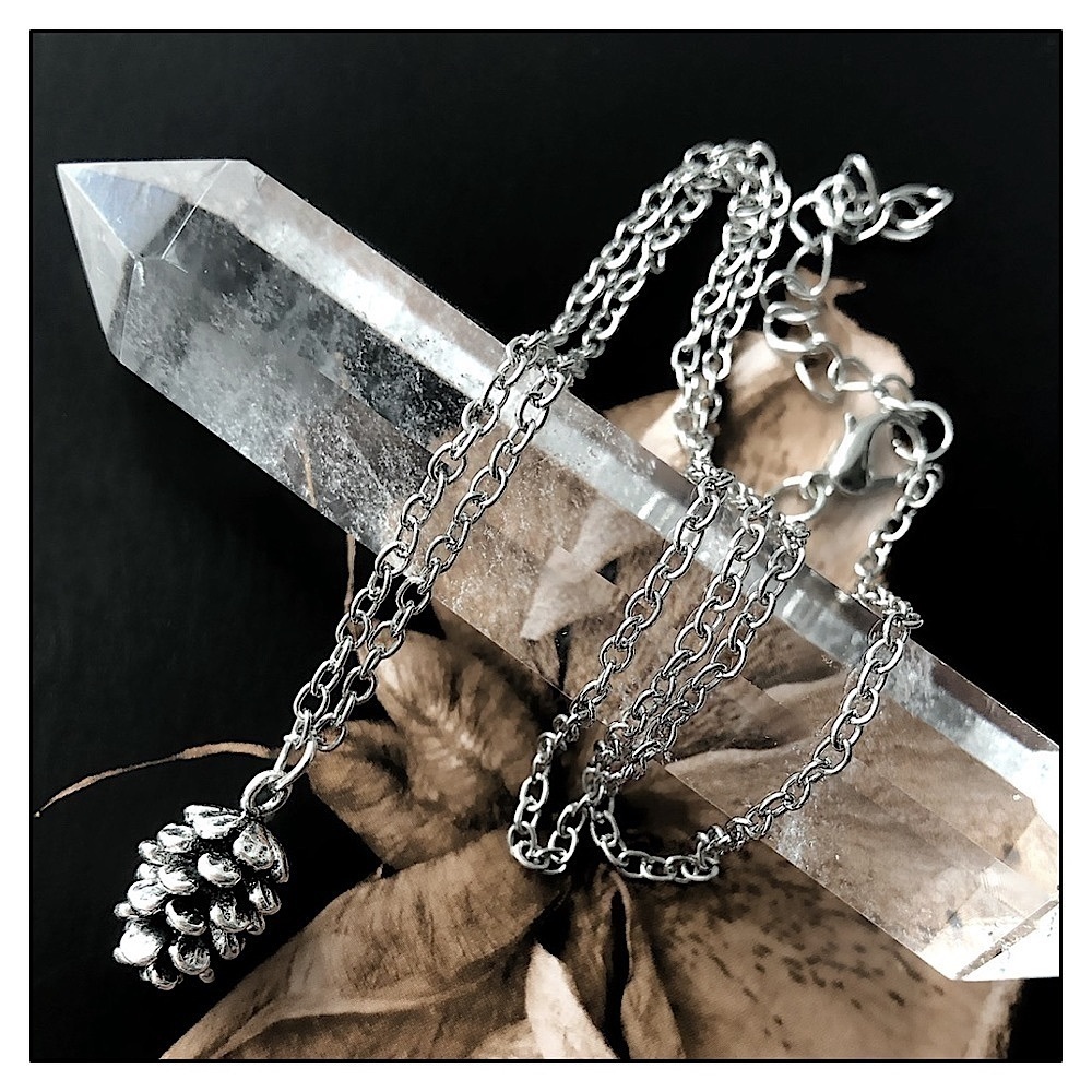 NEW Dainty Minimalist Silver Pine Cone Necklace